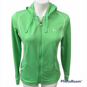 Under Armour Lime Green All Season Zip Up Long Sleeve Hoodie - Size Small